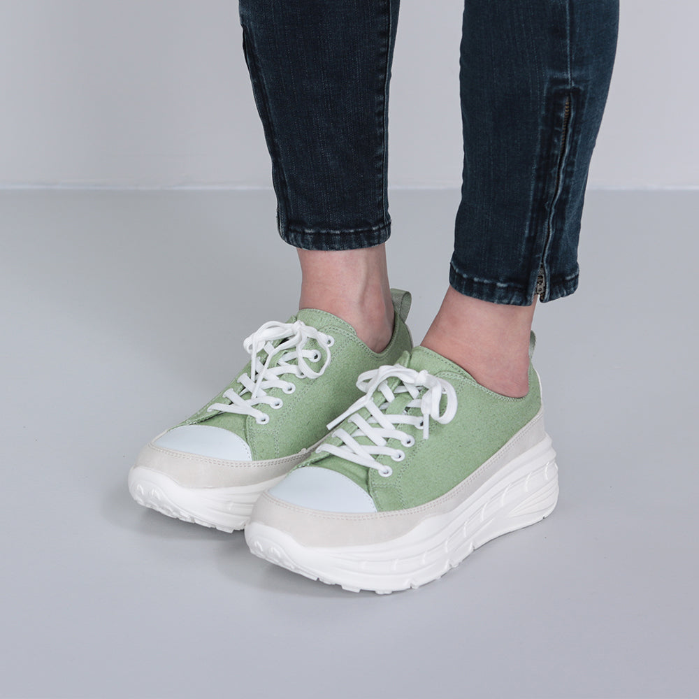 スニーカー FS304|GREEN レディース 厚底 レースアップ 日本製