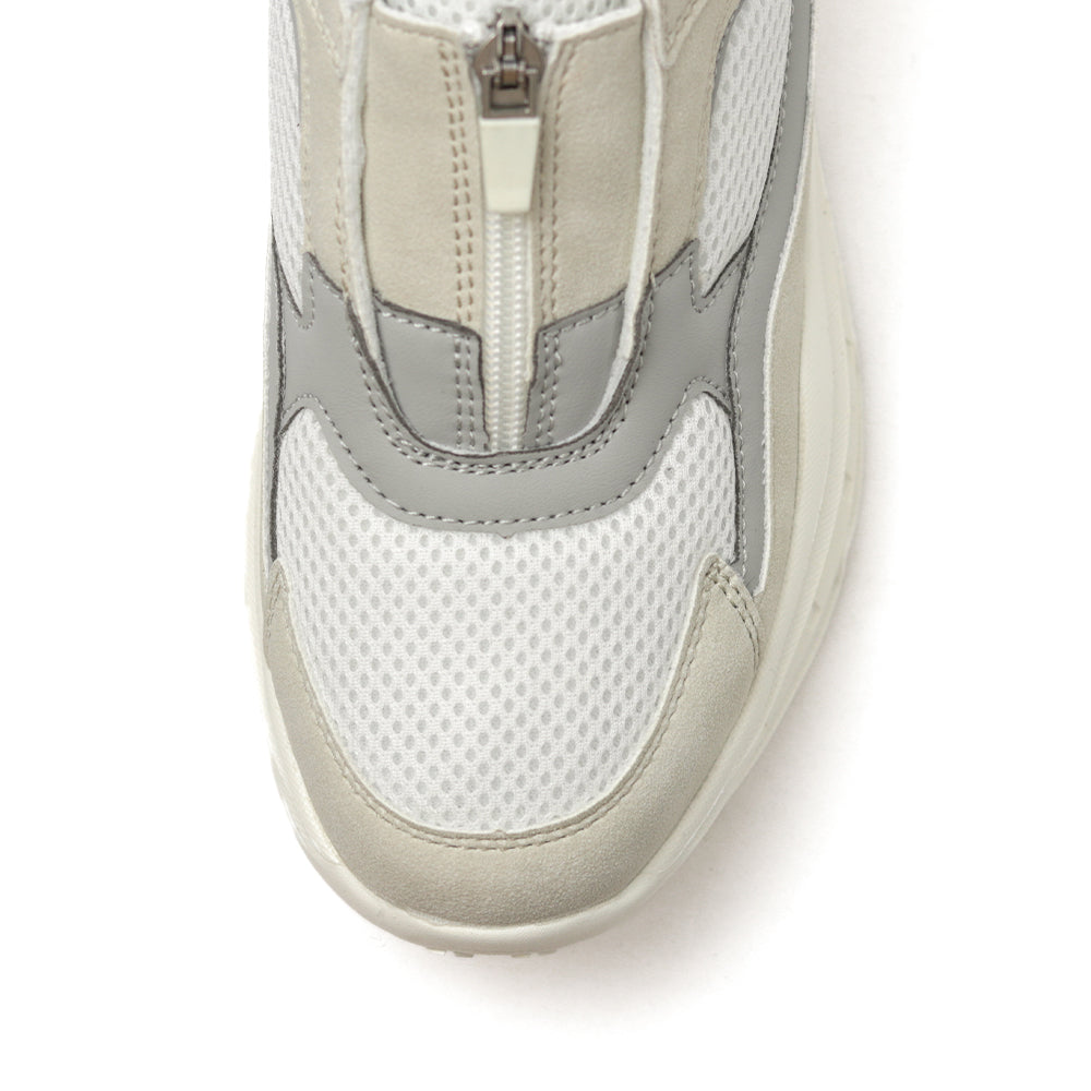 やみつきの履き心地 レディース厚底センターファスナースニーカー FS-308 WHITE