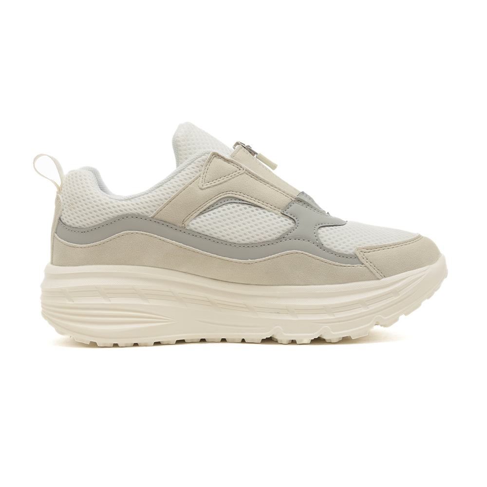 やみつきの履き心地 レディース厚底センターファスナースニーカー FS-308 WHITE