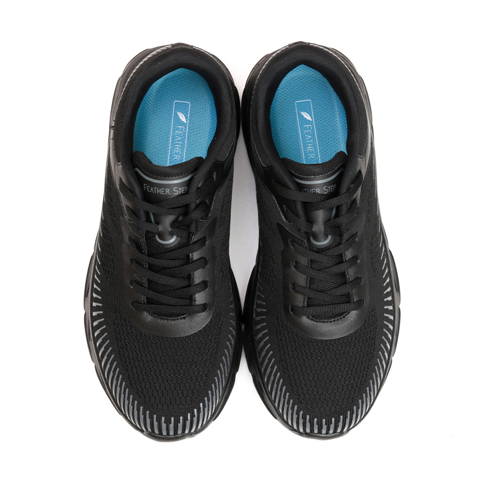 レースアップ ニットスニーカー FS302｜BLACK 厚底