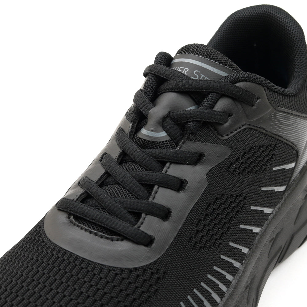 レースアップ ニットスニーカー FS302｜BLACK 厚底