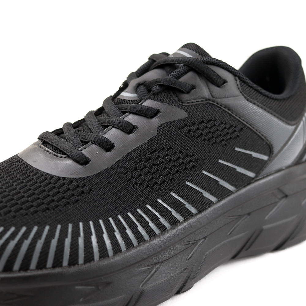 レースアップ ニットスニーカー FS302｜BLACK 厚底