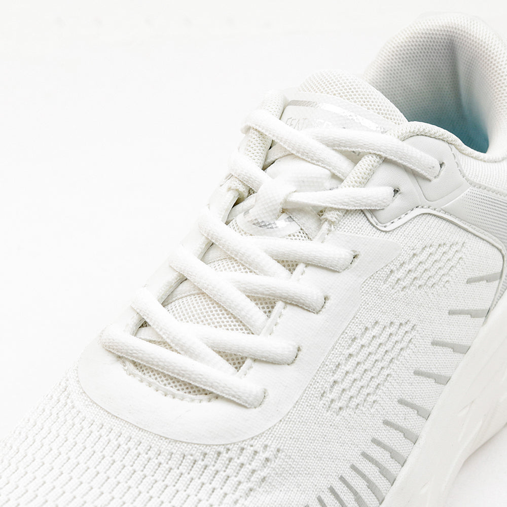 レースアップ ニットスニーカー FS302｜WHITE 厚底